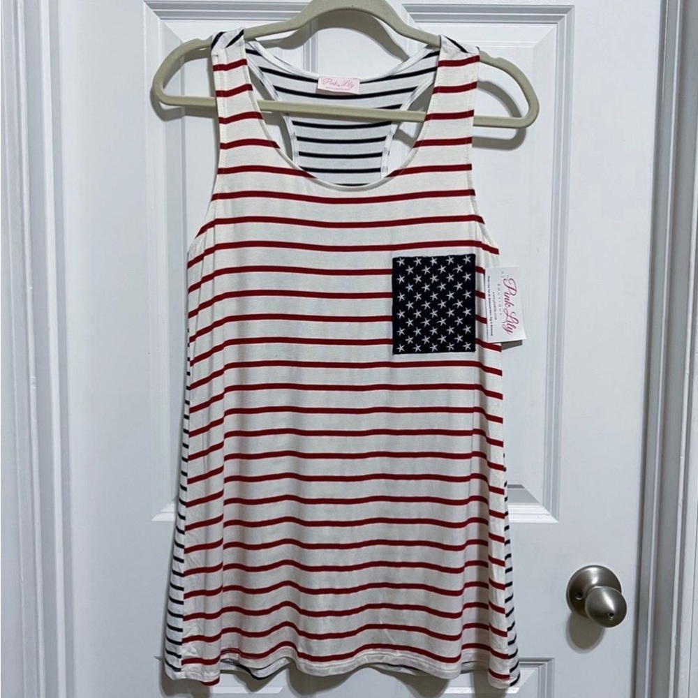 NWT Pink Lily Patriotic Tank Top